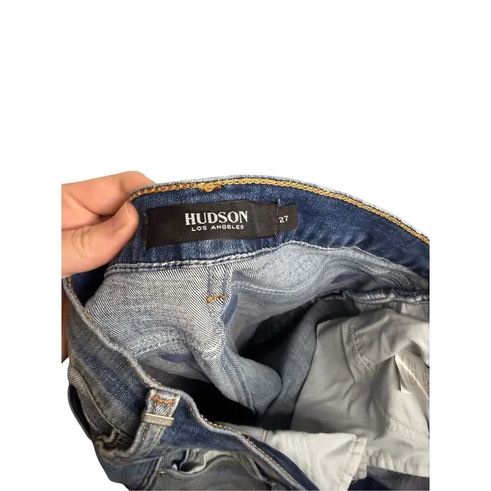 Hudson‎ Nico Cigarette Mid Rise Jeans in Outshine Raw Hem Size 27